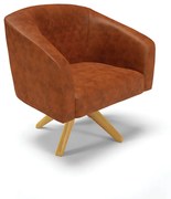Poltrona Decorativa Giratória MA30 Kit 2 Stella Sintético PU D03 - D'Rossi - Nozes