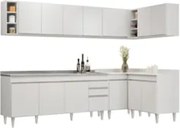 Armário de Cozinha Modulado de Canto 7 Peças CP36 com Pia Inox Branco