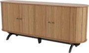 Balcão Buffet Pés Retrô 180cm 4 Portas Miles D01 Freijó/Preto Fosco -