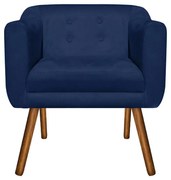 Poltrona Julia Suede Pés Palito Castanho D01 - D'Rossi - Azul Marinho