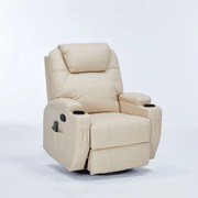Poltrona do Papai Cinema Manual Vector Balanço Massagem Aquecimento Porta Copos PU Bege G94 - Gran Belo