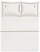 Jogo de Cama Trussardi Cetim 300 Fios Vercelli Branco e Marmo - Queen Queen