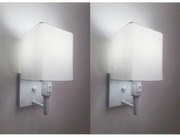 Kit/2 Arandela Quadrada Md-2019 Branco C/ Inter Liga e Desl Cúpula em Tecido Branco - Bivolt