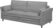 Sofá Living 3 Lugares 200cm Pés Madeira Efraim F05 Veludo Prata - Mpoz