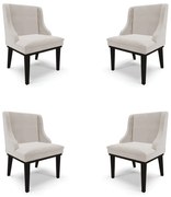 Kit 4 Cadeiras Decorativas Sala de Jantar Base Fixa de Madeira Firenze Veludo Cinza/Preto G19 - Gran Belo