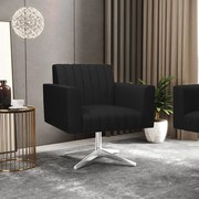 Poltrona Giratória Viena Gomada Linho Base Cromada D03 - D'Rossi - A79 Preto