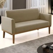 Sofá Namoradeira Base Madeira Castanho Maressa Suede Marrom RT - Ibiza