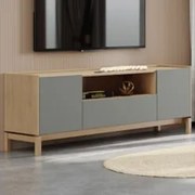 Rack TV 50 Pol 180cm 2 Portas 1 Gaveta Soleil Oak/Cinza F07  - Mpozena