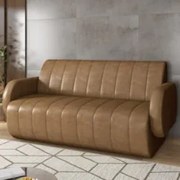 Sofá 2 Lugares 148cm Sala de Estar Munik Sintético Camel Z08 - Mpozena