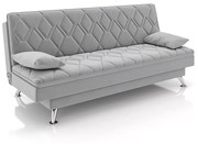 Sofá Cama Sala de Estar 193cm Belinda com Pés Alumínio Veludo Cinza Claro G45 - Gran Belo