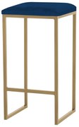 Banqueta Decorativa Billie Base Gold Veludo Azul G41 - Gran Belo