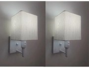 Kit/2 Arandela Quadrada Md-2019 Branco C/ Inter Liga e Desl Cúpula em Tecido Linho Bege - Bivolt