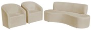 Kit Sofá Curvo Amsterdã 140cm e 2 Poltronas Luiza Max Suede