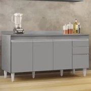 Balcão de Cozinha Para Pia Com Tampo 160cm Arkansas Cinza   - Lumil