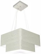 Lustre Pendente Duplo Quadrado Vivare Md-4157 Cúpula em Tecido 40x35cm Rustico Cinza - Bivolt