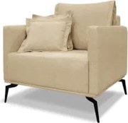 Poltrona para Sala Pés de Metal Vecchia S06 Linho Dourado - Mpozenato