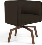 Poltrona Decorativa Giratória Base Ka Madeira Betina C-34 Corano Marro