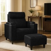 Poltrona do Papai com Puff USB e Porta Copos Ravella PU R04 - D'Rossi
 - Preto