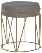 Puff Decorativo Sala de Estar Base Gold Chloe Veludo Cinza G41 - Gran Belo
