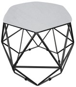Puff Aramado Hexágono Decorativo Industrial Preto com Suede D03 - D'Rossi - Cinza