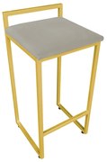 Banqueta Pietra Suede Base Dourado D03 - D'Rossi - Marrom Rato