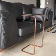 Mesa Lateral Tampo Preto Multiuso para Sofá Base Metálica J01 - D'Rossi - Bronze