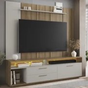 Estante Painel TV 75 Pol com LED 200cm Agrale Mel/Arenas A05 - Mpozena