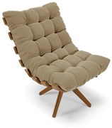 Poltrona Giratória Costela Suede Base de Madeira MA30 M11 - D'Rossi - Marrom Rato