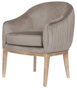 Poltrona Fleur - Mel Pinus - Tecido Veludo Nude Kleiner