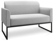 Poltrona Namoradeira Decorativa Isabella Base Industrial Linho Cinza/Preto G19 - Gran Belo