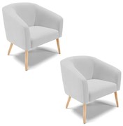 Poltrona Decorativa Pé Palito Natural Kit 2 Stella Linho D03 - D'Rossi - A05 Cinza Claro