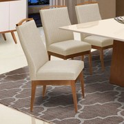 Conjunto 6 Cadeiras Sala de Jantar Lara Linho/Poliester Bege