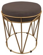 PUFF BABU SUEDE BASE DOURADO DROSSI - Marrom