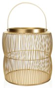 Lanterna Decorativa Em Metal Dourado 32,5x21x21 Cm F04 - D'Rossi