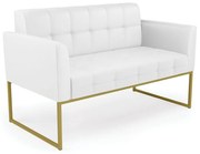 Sofá Namoradeira Elisa Corino Base Metálica Industrial Dourado - D'Rossi - Branco