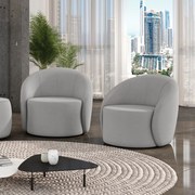 Poltrona Decorativa Orgânica Giratória Kit 2 Lua Suede D03 - D'Rossi - Cinza