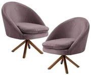 Kit 2 Poltronas Decorativas Giratórias Base Giromad Madeira Rafa C-305
