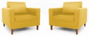 Conjunto 2 Poltrona Decorativa Gabriela Suede Amarelo