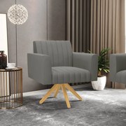 Kit 2 Poltronas Giratória Viena Gomada Suede Base de Madeira MA30 D03 - D'Rossi - Grafite