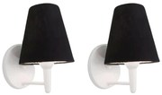 Kit/2 Arandela Cone Md-2004 Base Branco Cúpula em Tecido 14/14x07cm Preto - Bivolt