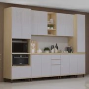 Armário de Cozinha 6 Peças CP06 e Tampo Pierre Carvalho/Cinza L01 - Mp