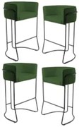 Kit 4 Banquetas Decorativas Base Aço Preto Betina B-89 Sintético Verde