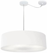 Lustre Pendente Cilíndrico Com Desvio Md-4265 Cúpula em Tecido 60x15cm Branco - Bivolt