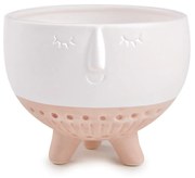 Cachepot Em Ceramica Branco e Rose 12,5x16,5 cm M02 - D'Rossi