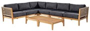 Conj. Sofa de Canto Preto Corda + Mesa Centro Cannes Mel - 72454 Sun House