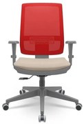 Cadeira Brizza Diretor Grafite Tela Vermelha Assento Poliester Fendi Base RelaxPlax Piramidal - 66422 Sun House