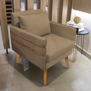 Poltrona Mari Suede Pés Palito Castanho D03 - D'Rossi - Marrom Rato