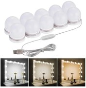Kit Arandela 10 Lâmpadas Luz Camarim 3 Cores Led Auto-colantes Para Colar no Espelho