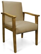 Poltrona Eloisa Suede Base de Madeira Castanho - Marrom Rato