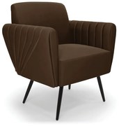 Kit 2 Poltronas Pés Palito de Ferro Bruna Suede D01 - D'Rossi - Marrom